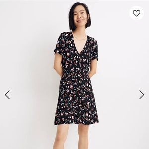 Madewell v-neck button front floral mini dress